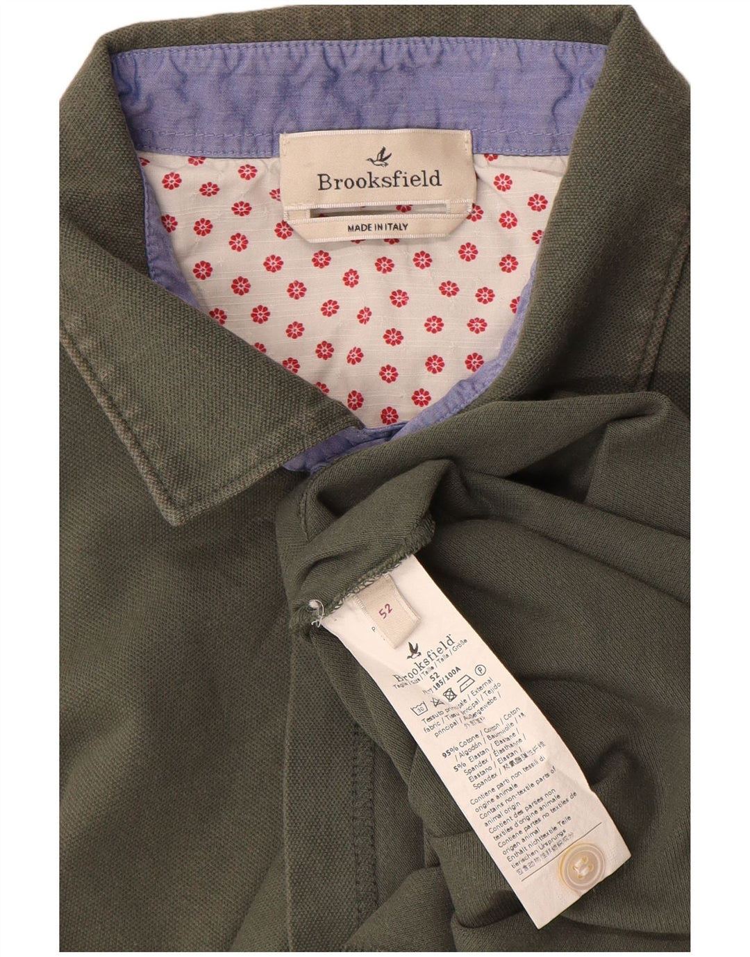 Brooksfield Mens Polo Shirt IT 52 Large Khaki Cotton