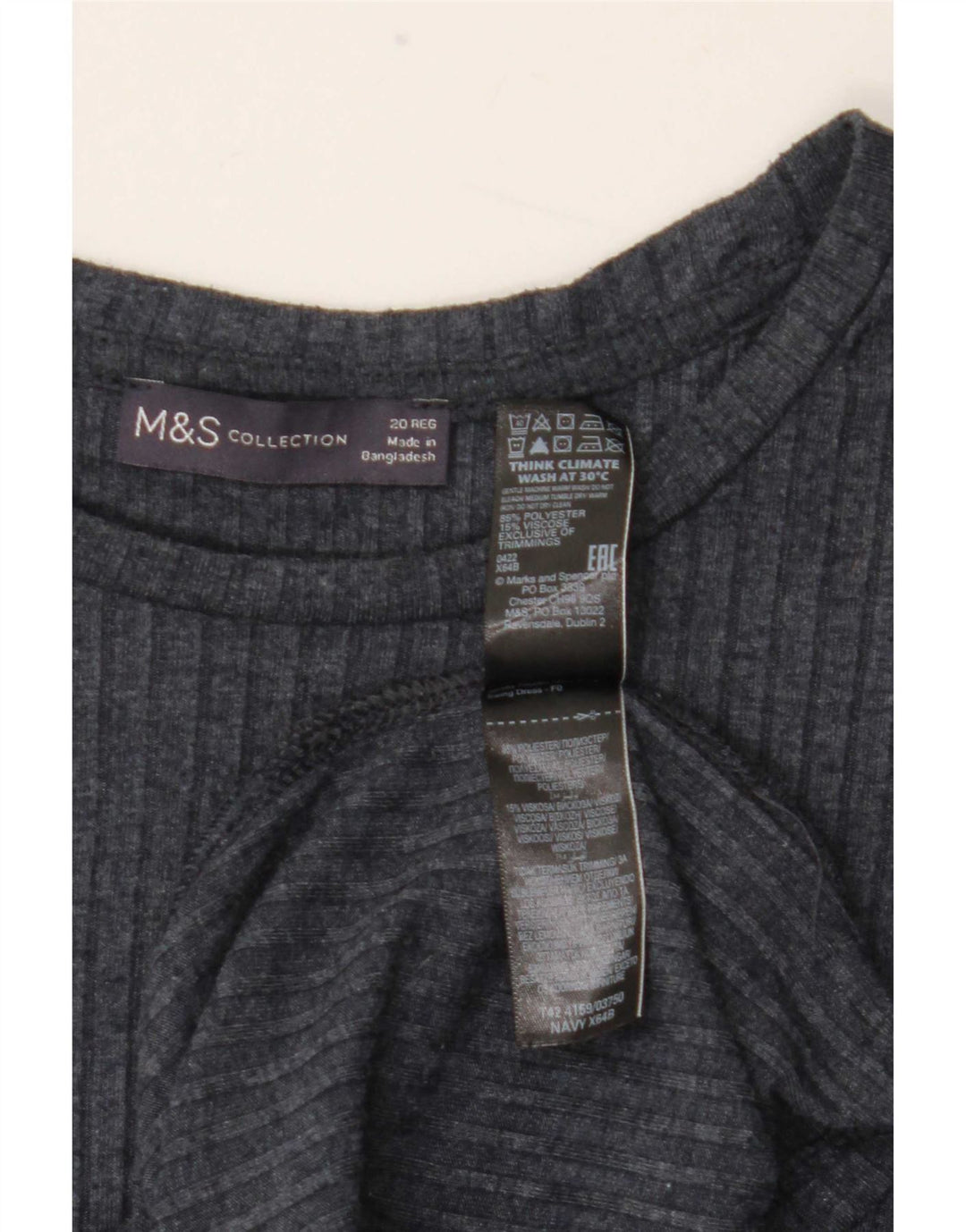 Marks & Spencer Womens Long Sleeve Basic Dress UK 20 2XL Navy Blue