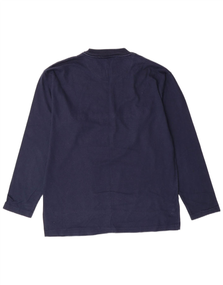 CHAMPION Mens Graphic Top Long Sleeve Medium Navy Blue Cotton