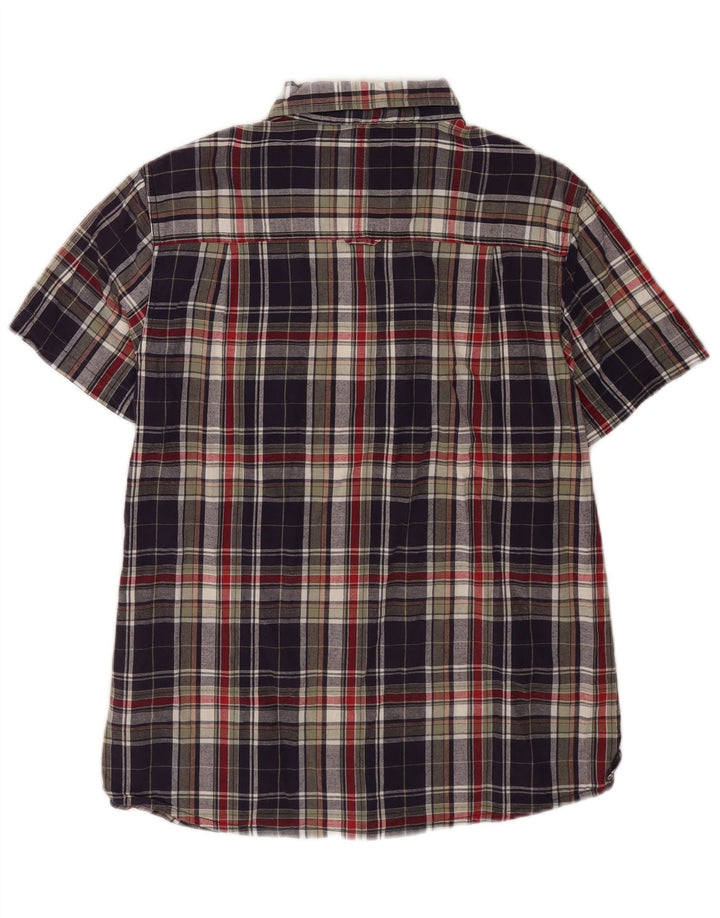 Mountain Warehouse Mens Short Sleeve Shirt Large Navy Blue Plaid