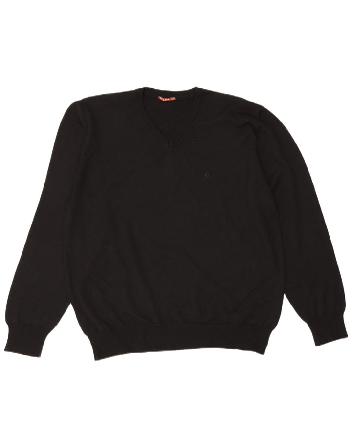 Carrera Mens V-Neck Jumper Sweater 2XL Black Wool