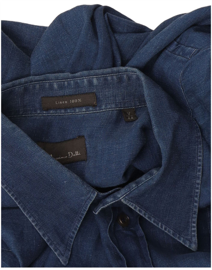 Massimo Dutti herreskjorte XL marineblå hør