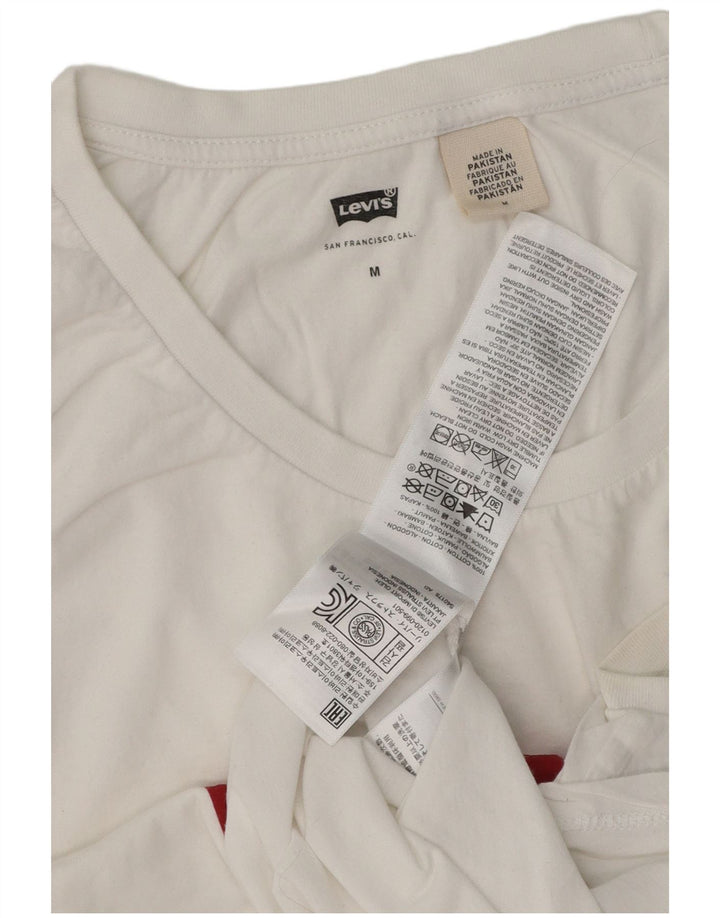 LEVI'S Womens Graphic Vest Top UK 14 Medium White Cotton