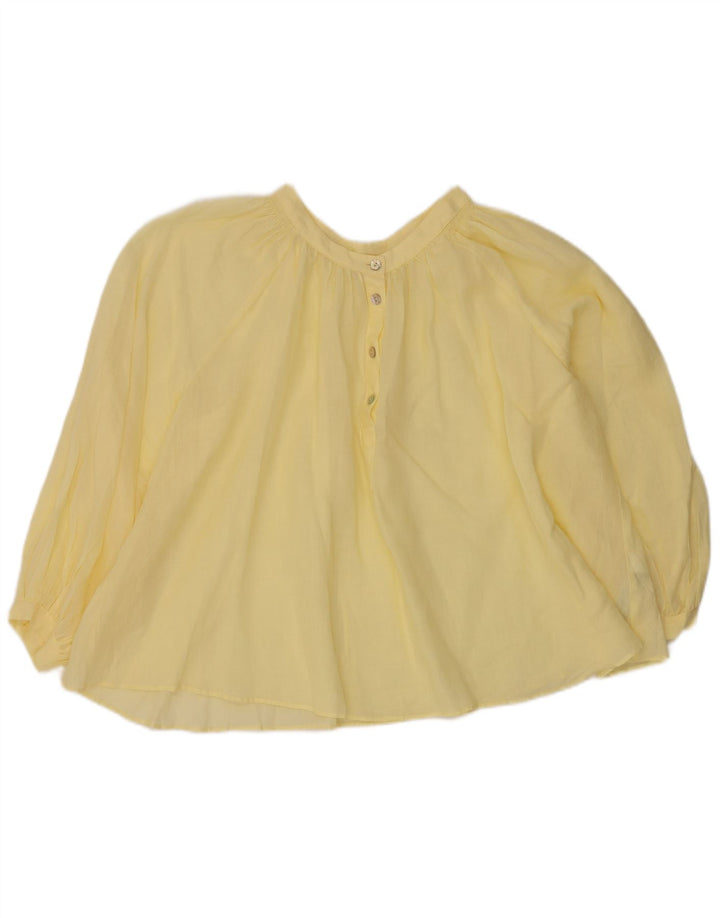 Blusa feminina Zara manga comprida oversized top UK 14 médio amarelo