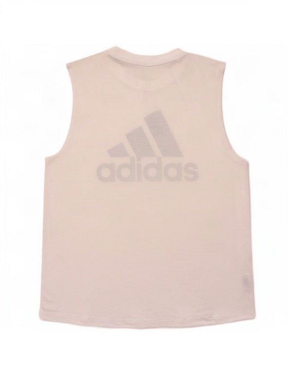 Canotta grafica da donna Adidas UK 12/14 Poliestere bianco medio