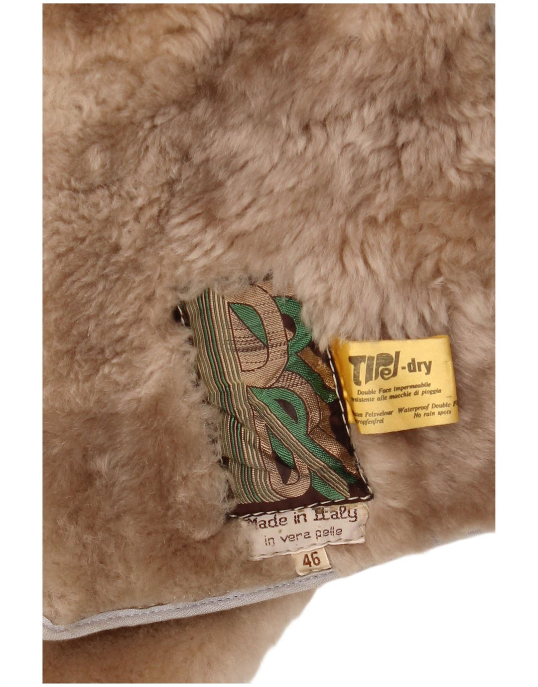 Vintage Dame Shearling Coat IT 46 Large Beige Læder