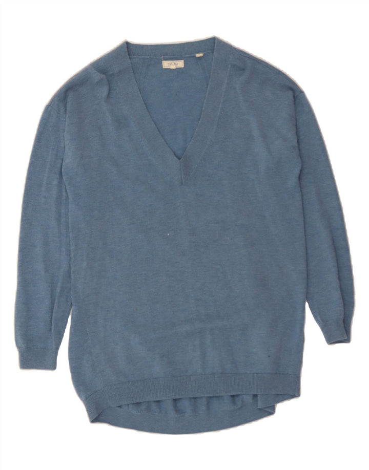 FAT FACE Womens Longline Oversized V-Neck Jumper Sweater UK 8 Small  Blue Vintage Fat Face and Second-Hand Fat Face from Messina Hembry 