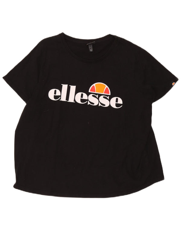 Ellesse Womens Graphic T-Shirt Top UK 26 5XL Schwarz Baumwolle