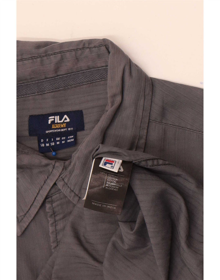 Ανδρικό πουκάμισο Fila, βαμβακερό σε μεσαίο γκρι