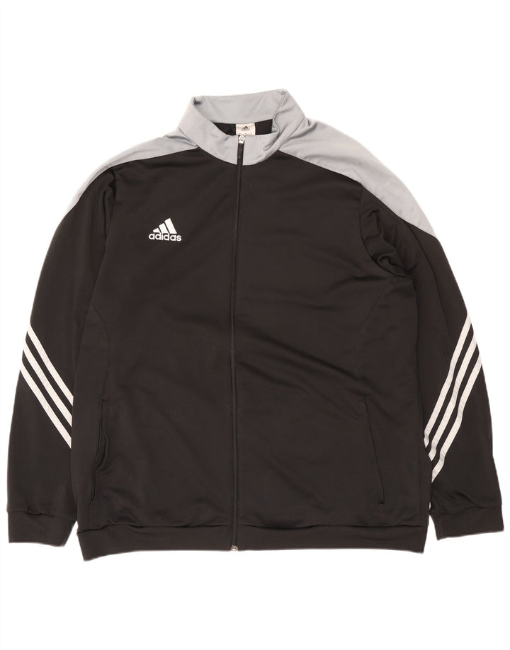 Adidas Mens Tracksuit Top Jacket 2XL Black Colourblock Polyester