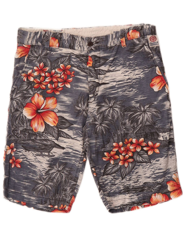 Franklin Marshall Mens Leo Chino Shorts W31 Medium Navy Blue Hawaiian
