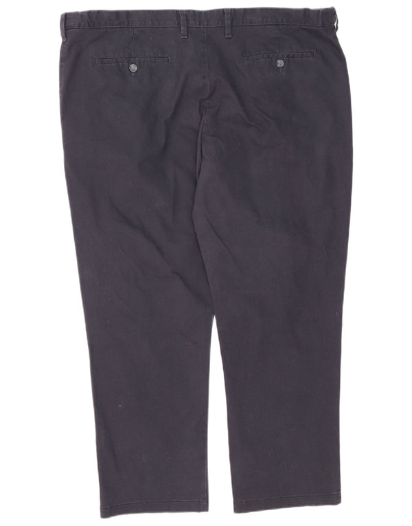 Calça chino masculina Marks & Spencer de ajuste regular W44 L28 algodão azul marinho