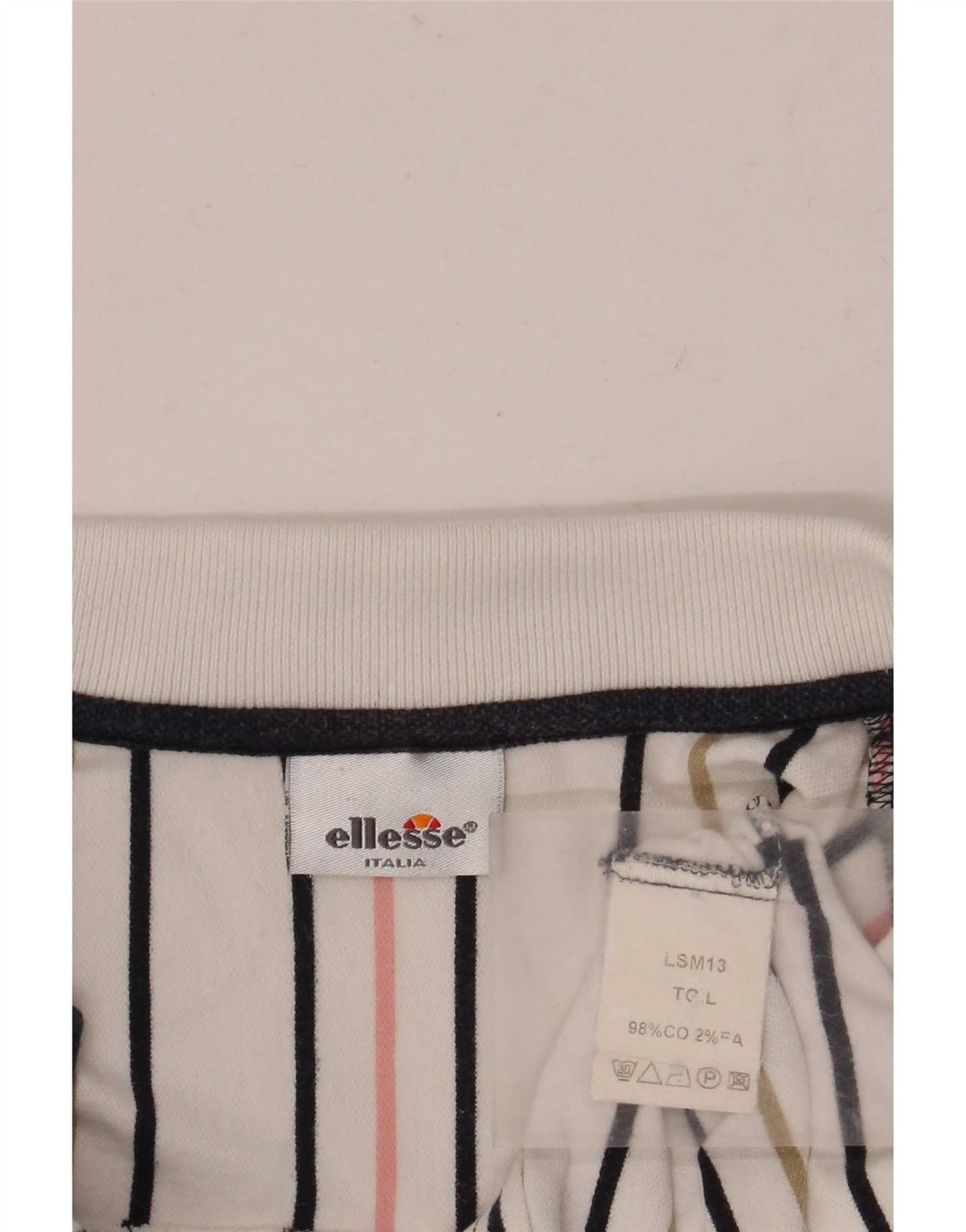 Polo da uomo Ellesse in cotone a righe grandi bianche