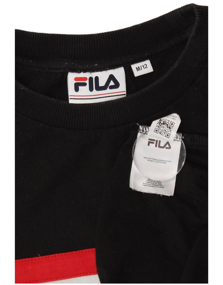 Fila Grafisk Sweatshirt Jumper UK 12 Medium Sort Colourblock