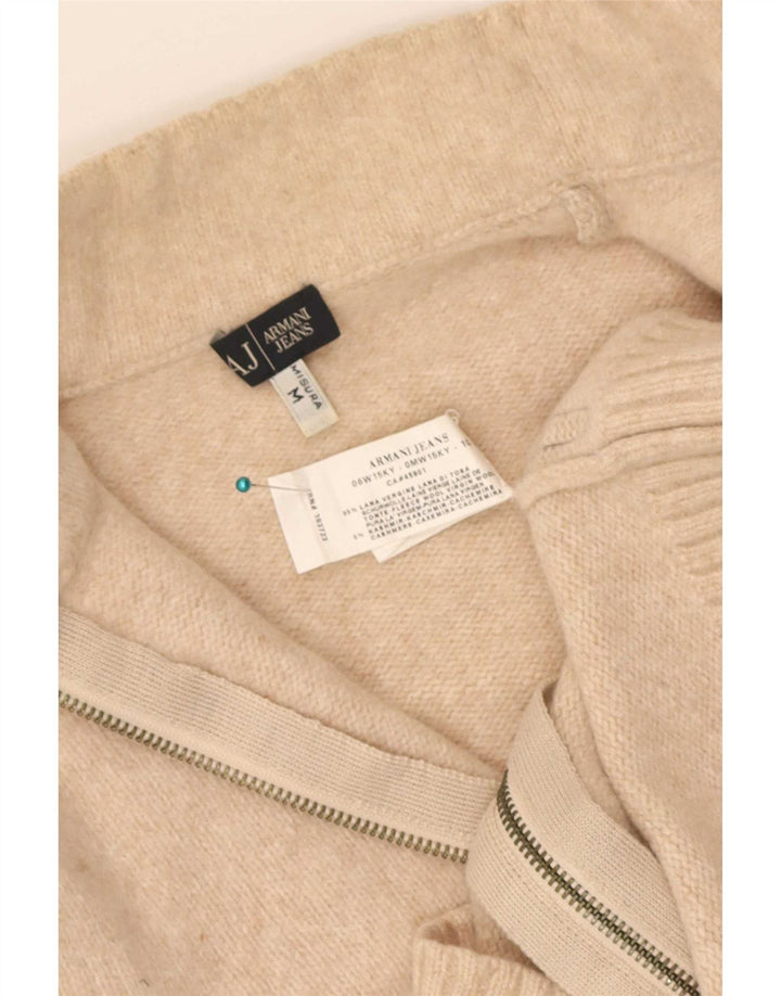 Armani Womens Cardigan Sweater UK 12 Medium Beige Virgin Wool