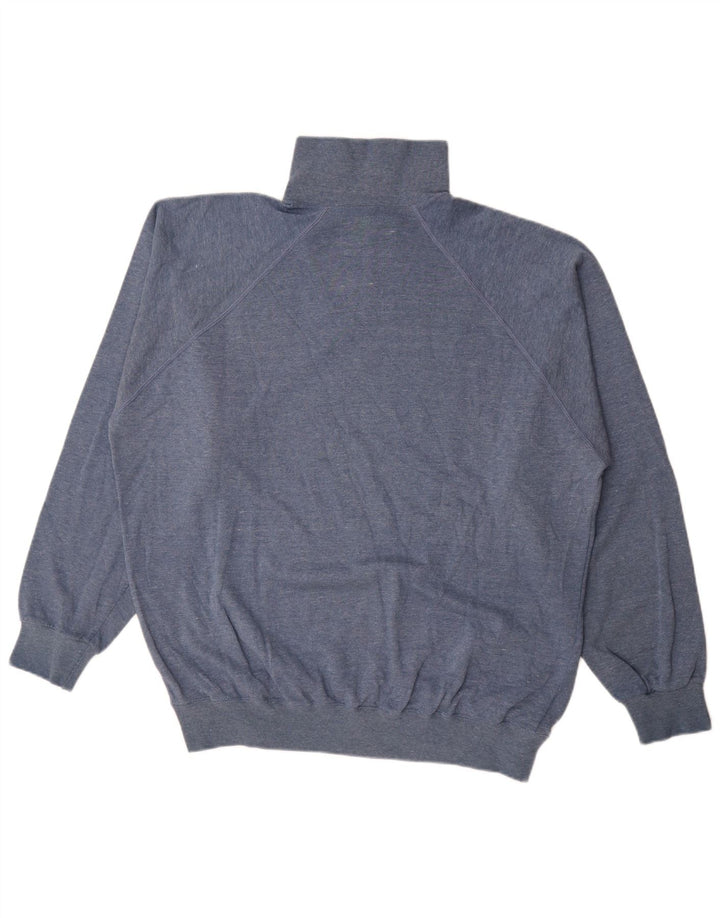 Champion Mens Zip Neck Sweatshirt Jumper XL Blue Cotton