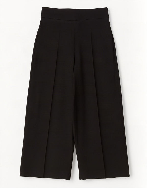 Zara Pantalon court à jambe large pour femme Medium W28 L25 Noir Polyester