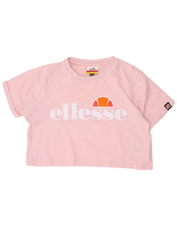 Ellesse Girls Crop Graphic T-Shirt Top 10-11 Years Pink Cotton