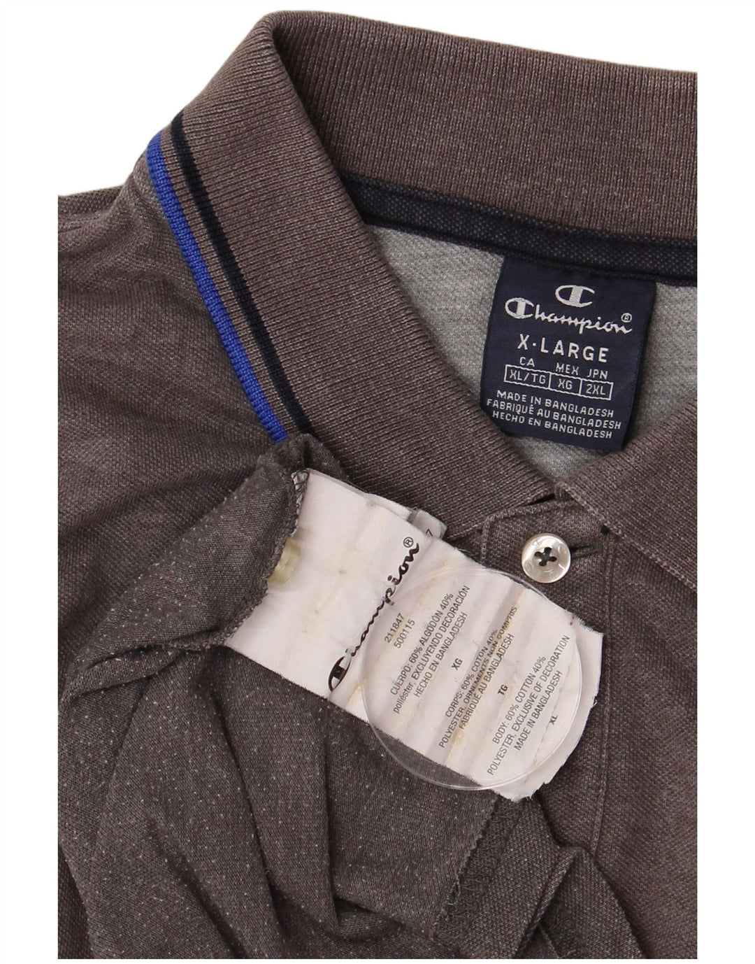 CHAMPION Mens Polo Shirt XL Grey Cotton