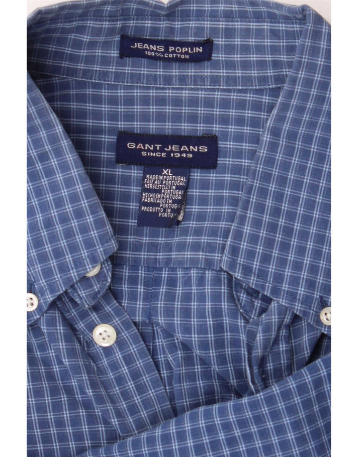 Gant Mens Shirt XL Blue Check Cotton