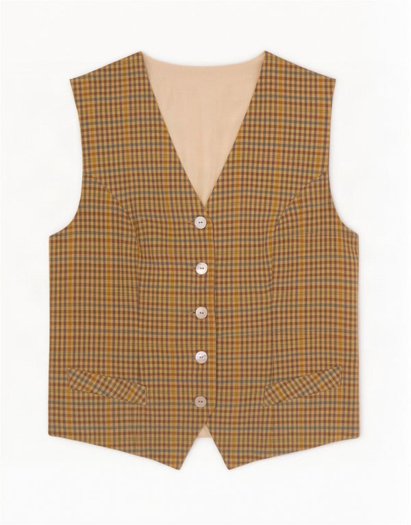 gilet femme vintage UK 18 XL Yellow Check