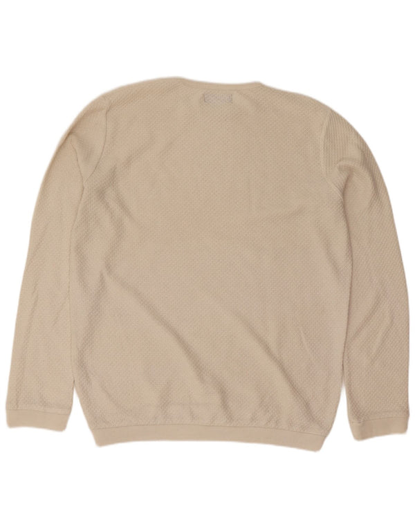 Zara Mens Crew Neck Jumper Sweater Small Beige