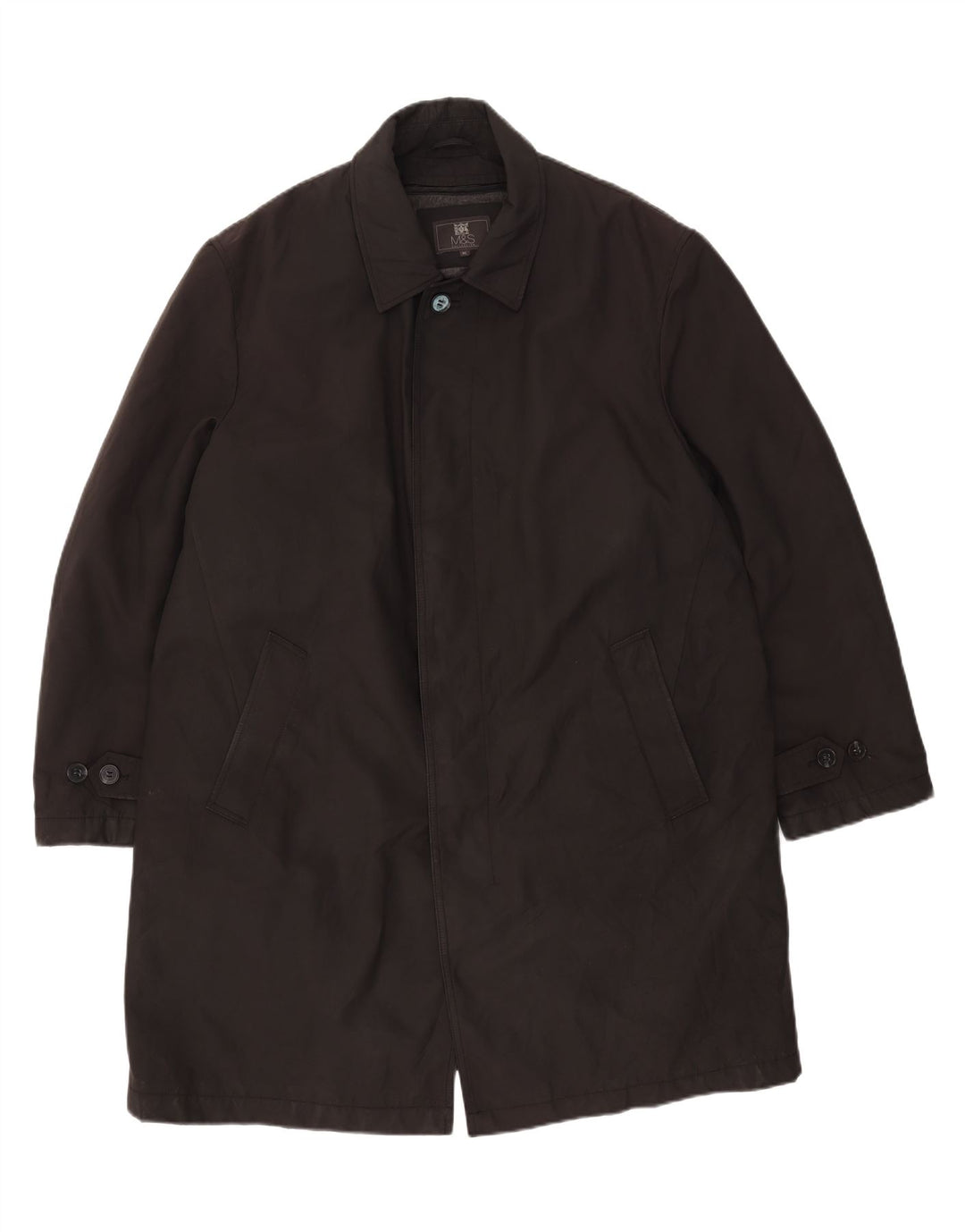 Marks & Spencer Mens Overcoat UK 42 XL Black Polyester