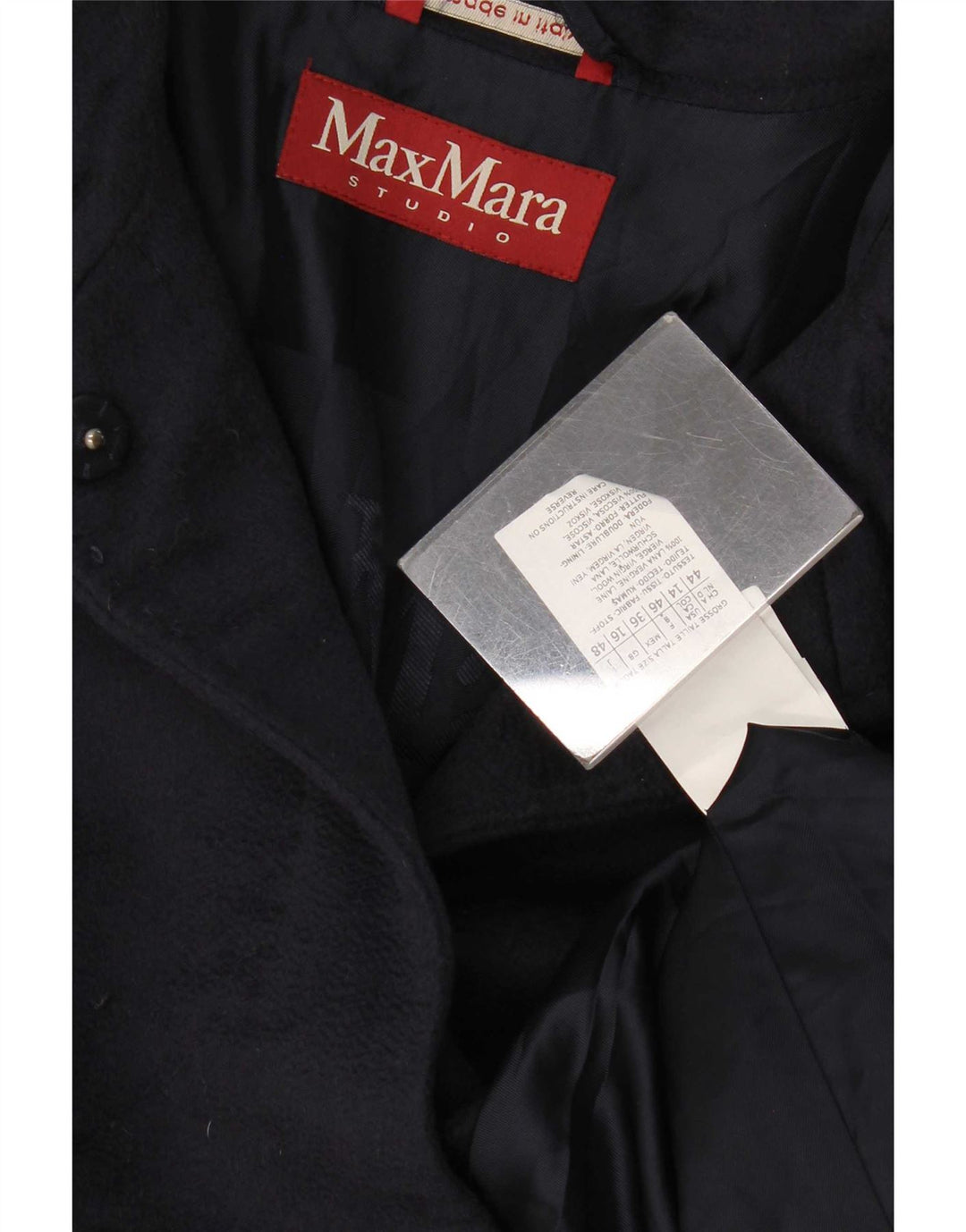 Cappotto da donna Max Mara UK 16 Large in lana vergine blu navy