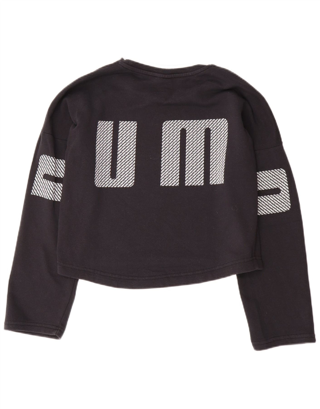 Puma Dame Oversized Crop Graphic Sweatshirt Jumper UK 10 Small Black