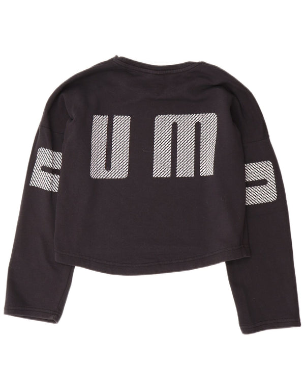 Puma Mujer Oversize Crop Graphic Sudadera Jumper UK 10 Small Negro