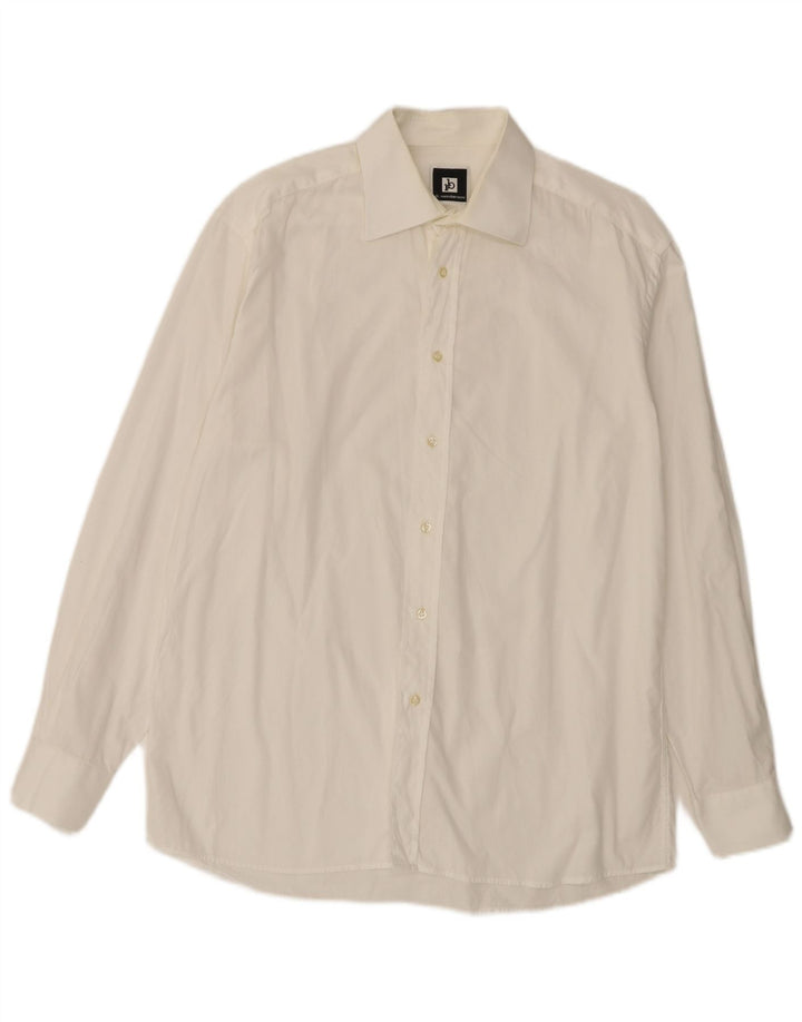 Roccobarocco Mens Shirt Size 40 15 3/4 Medium White Cotton