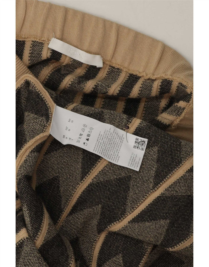 HUGO BOSS Femme Jupe évasée en tricot Medium W30 Laine géométrique beige