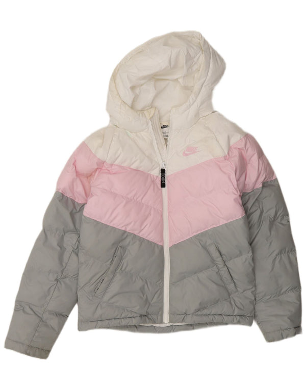 Nike Mädchen-Kapuzenjacke, gepolstert, 12–13 Jahre, groß, mehrfarbig, Sport