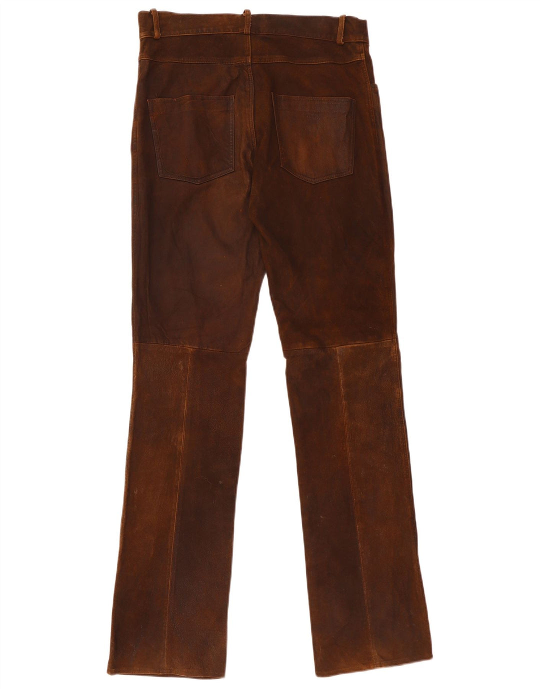 Vintage Womens Straight Leather Trousers W30 L35 Brown