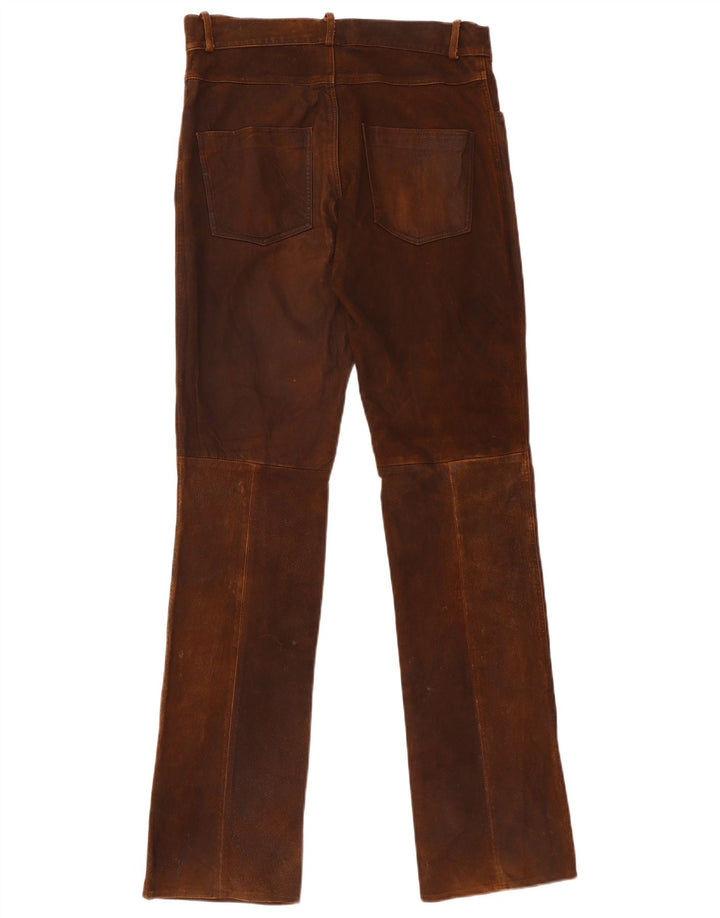 Vintage Womens Straight Leather Trousers W30 L35 Brown