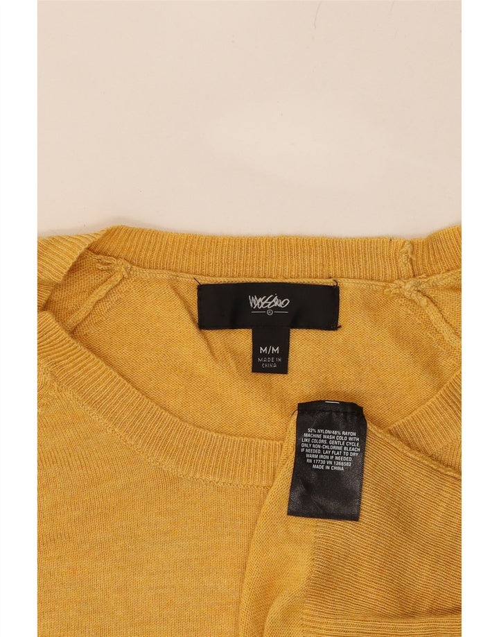MOSSIMO Womens Boat Neck Jumper Sweater UK 12 Medium Yellow Nylon Vintage Mossimo and Second-Hand Mossimo from Messina Hembry 