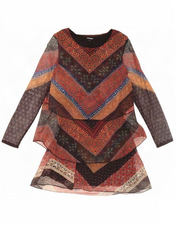Desigual Robe à manches longues pour femme UK 42 Medium Multicolore Floral
