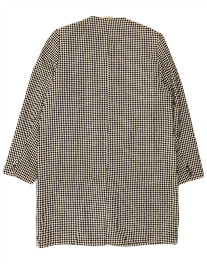 ALEXON Dame Loose Fit Overfrakke UK 12 Medium Black Houndstooth Polyester