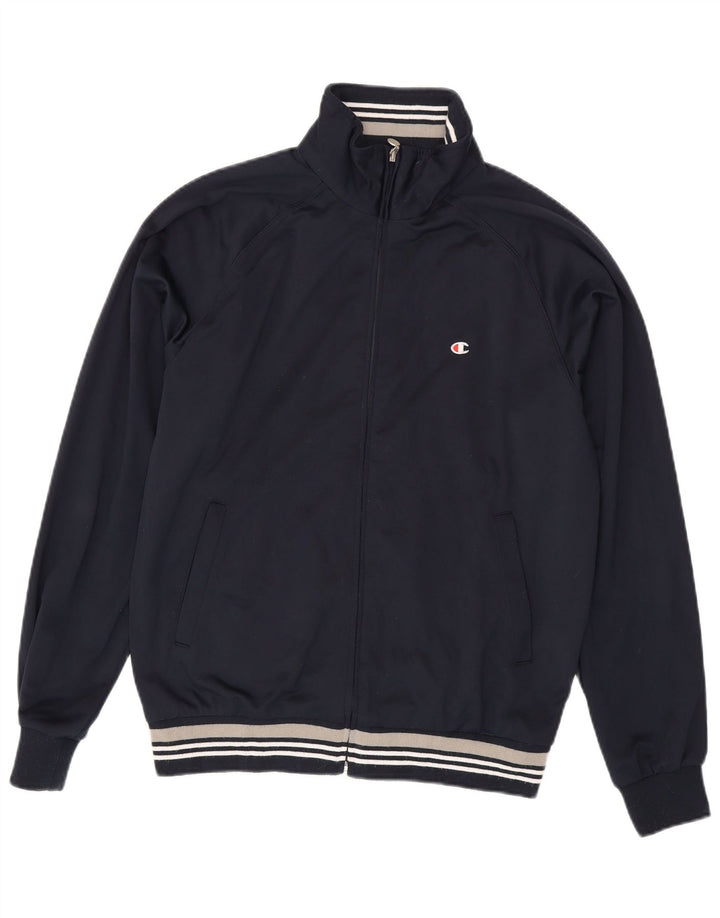 Champion Mens Tracksuit Top Jacket Large Navy Blue Striped Polyester