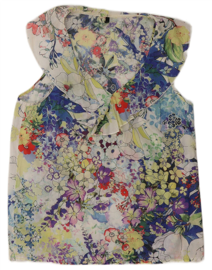 BENETTON Womens Sleeveless Blouse Top UK 14 Medium Multicoloured Floral