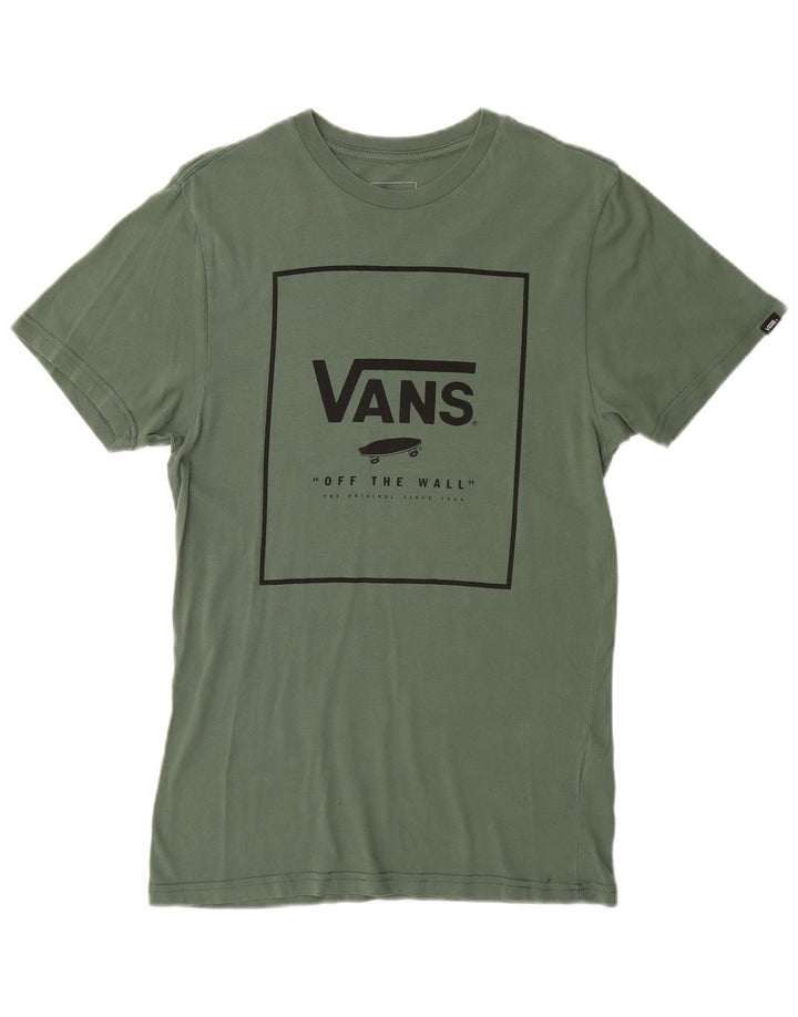 VANS Mens Custom Fit Graphic T-Shirt Top Small Green Cotton