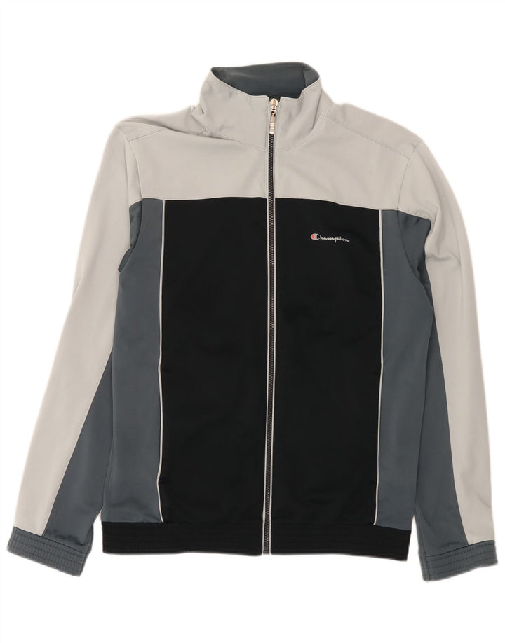 Champion Mens Tracksuit Top Jacket Medium Grey Colourblock Polyester
