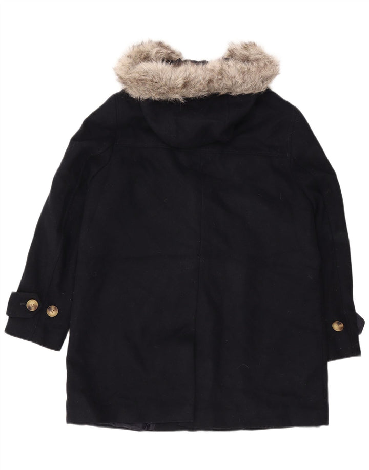Marks & Spencer Womens Hooded Duffle Coat UK 16 Large Navy Blue Polyester