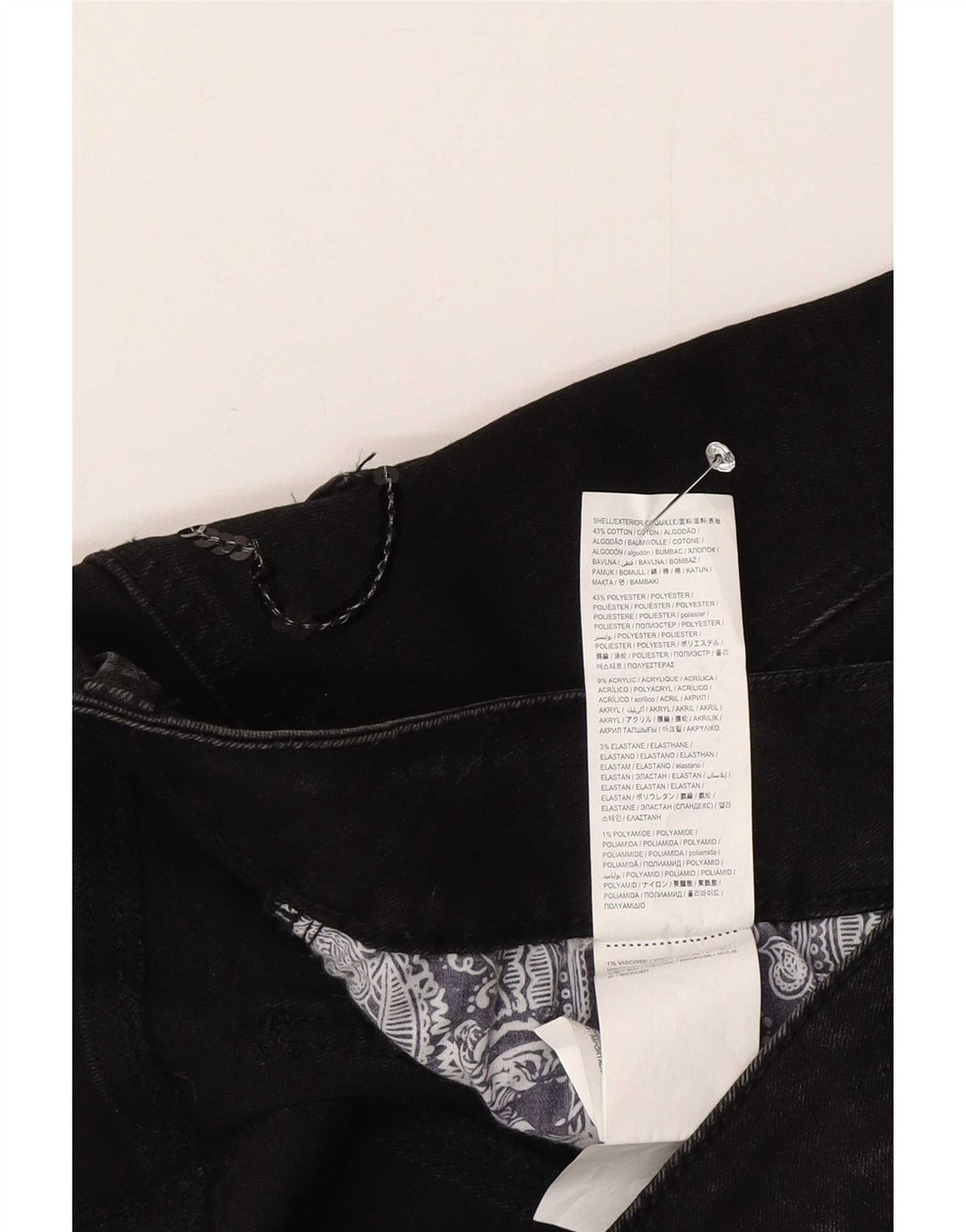 Desigual Damen Asymmetrischer Jeansrock EU 40 Medium W30 Graues Fischgrätenmuster