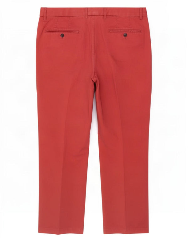 Marks & Spencer Mens Blue Harbour Regular Chino Trousers W44 L29 Red