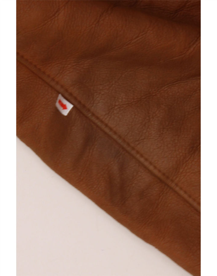 MABRUN Mens Shearling Jacket UK 36 Small Brown Leather