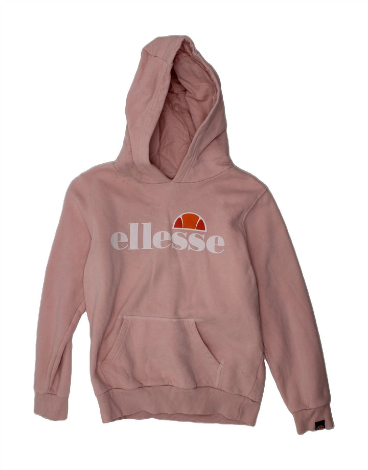 ELLESSE Girls Graphic Hoodie Jumper 10-11 Years Pink Cotton Vintage Ellesse and Second-Hand Ellesse from Messina Hembry 