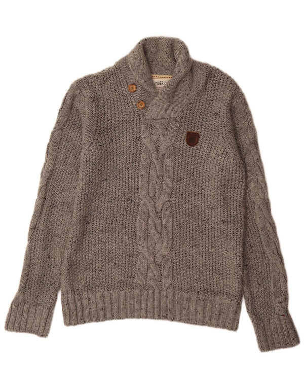 Tommy Hilfiger Herre Shawl Neck Jumper Sweater Medium Grå Akryl