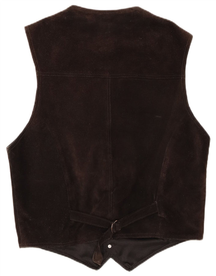 Vintage Mens Suede Waistcoat EU 48 Medium Brown Leather
