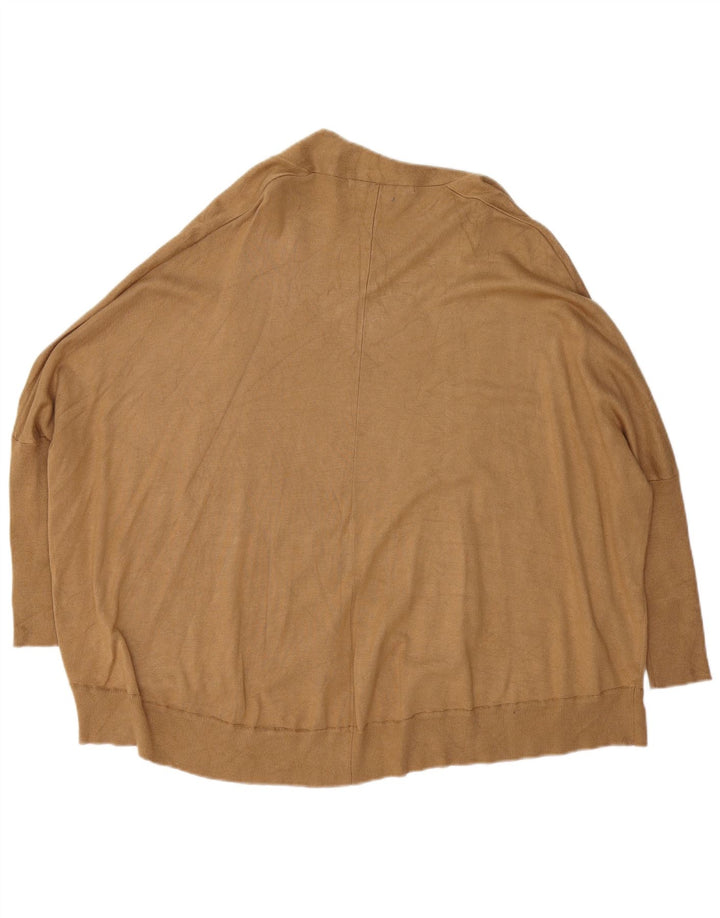 Zara Womens Oversized Batwing Open Cardigan Sweater UK 14 Medium Brown